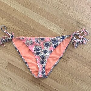 O’Neill Floral Tie-Side Bright Orange & Pink Bikini Bottom - Size L